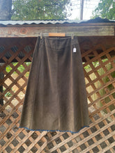 Load image into Gallery viewer, Y2K brown and blue corduroy midi skirt
