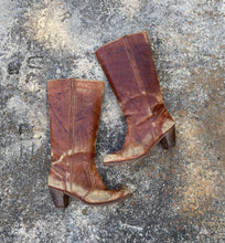 Load image into Gallery viewer, 1970’s cognac leather knee high boots
