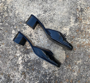 1990’s black heeled mules