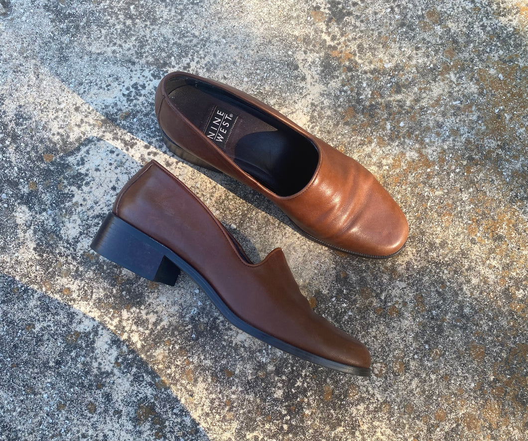 1990’s cognac leather loafers