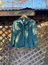 Load image into Gallery viewer, 1980’s green striped button down blouse
