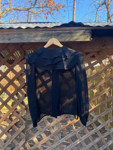 1980’s sheer black flutter blouse