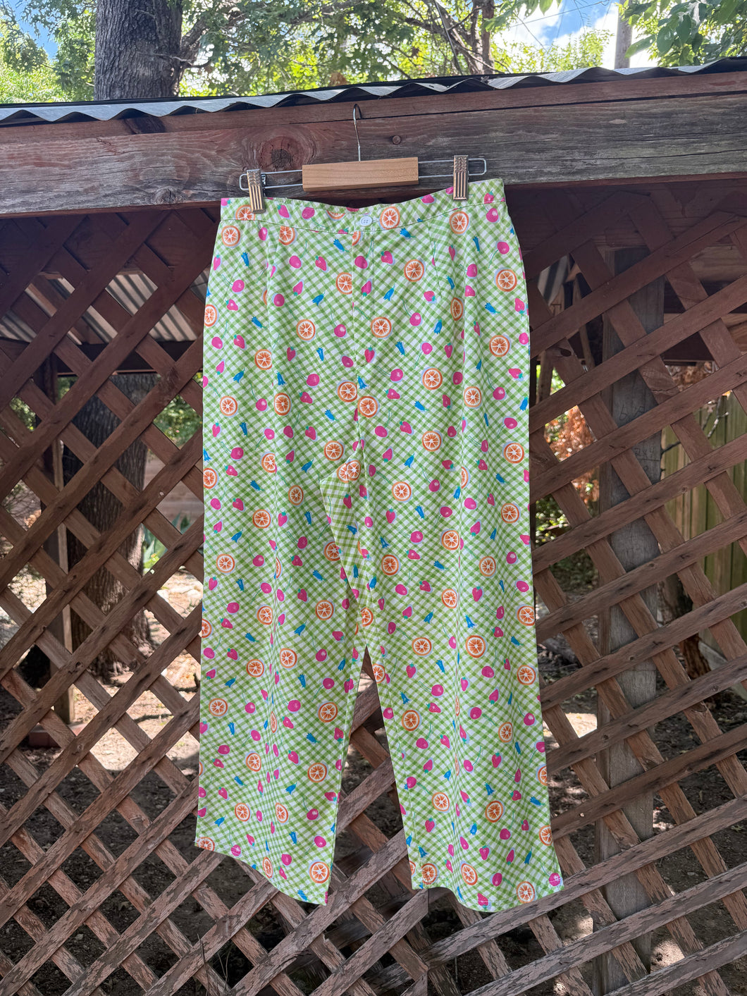 1990’s high waisted gingham fruit pants
