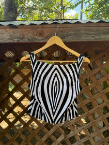 1990’s zebra cropped square neck top