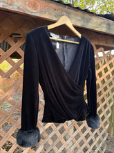 Load image into Gallery viewer, 1990’s velvet faux wrap blouse
